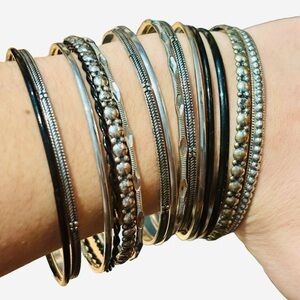 2/$15 - Silver-Tone Bangle Bracelet Set